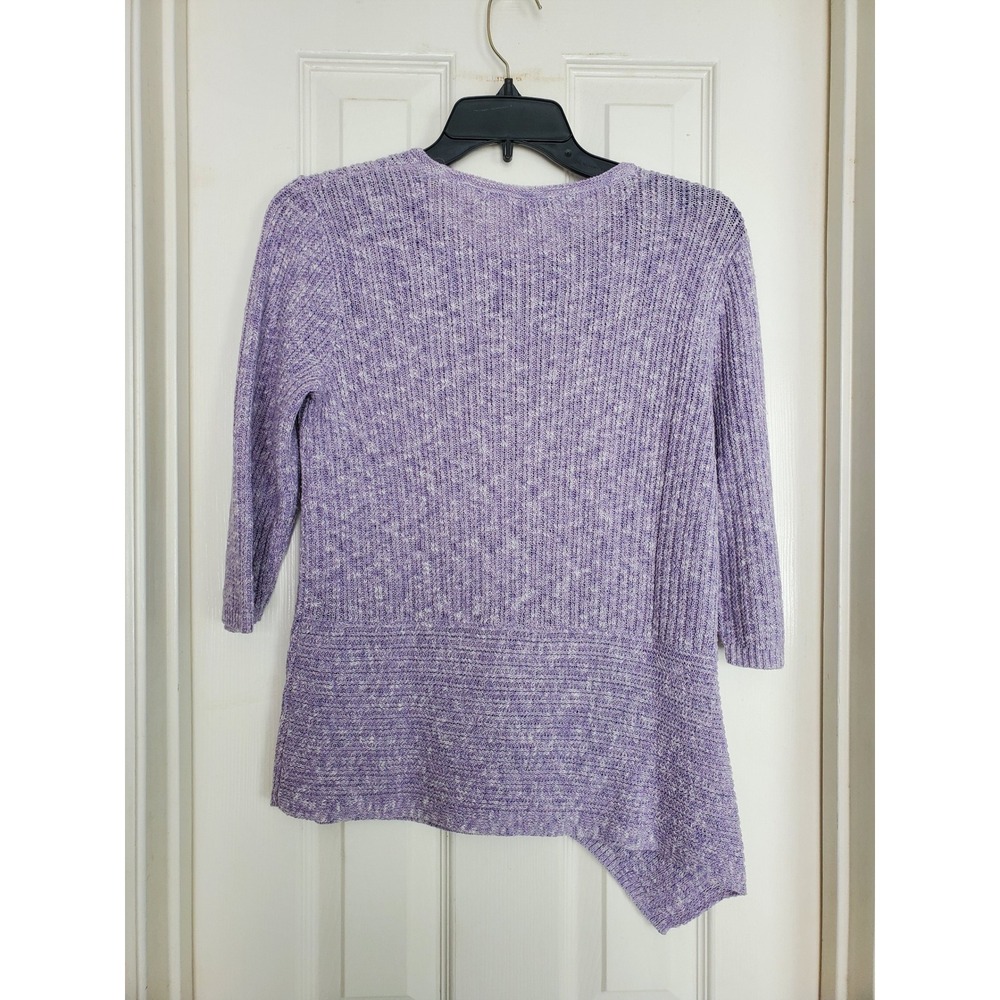 Pure Jill Sweater Purple Asymmetrical Hem Ribbed Knit Pullover Casual XS Petite - Picture 5 of 8